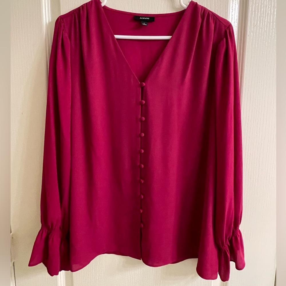 Alfani Women's Fuchsia V-Neck Blouse
